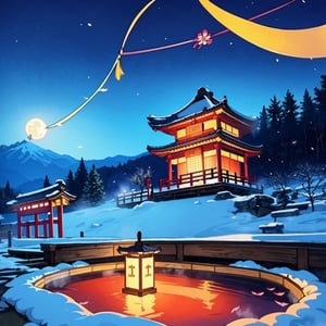 Ancient Chinese scenery, ((hot spring)), (heavy snow), (firefly), (paper kite), (midnight), (moon), shrine on the top of the mountain, ((flower)), beautiful scenery, realistic lighting, masterpiece, High quality, beautiful graphics, high details,
Estimat
