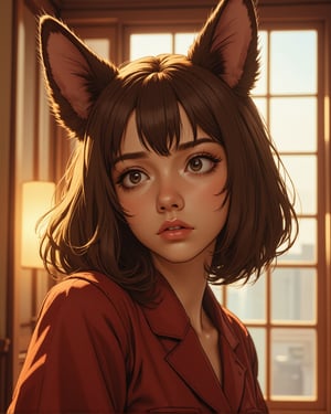 1girl, inugami korone, brown hair, dog ears, confused, head tilt, (best quality,4k,8k,highres,masterpiece:1.2),ultra-detailed,(realistic,photorealistic,photo-realistic:1.37),HDR,UHD,studio lighting,ultra-fine painting,sharp focus,physically-based rendering,extreme detail description,professional,vivid colors,bokeh