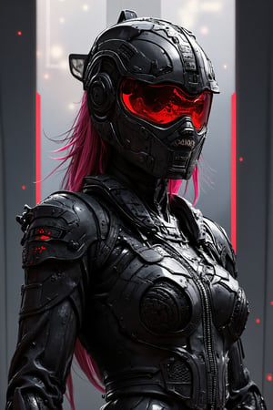 style of metal gear solid, (detailed intricate full cover tactical helmet:1.3), (pink hair), cowboy shot, dynamic pose, 1girl, solo, ray tracing, (masterpiece), (best quality), (detailed), (detailed tactical gear:1.1), (body armor:1.1), combat pants, gloves, (intricate background:1.1),