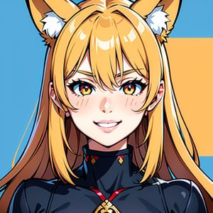 ((masterpiece, realistic, best quality, extremely intricate, solo, 1girl)), color connection, colorized, vibrant color scheme, colorful, spot color, (portrait, face focus), nose blush, sensual, cellar, noon, (grin:1.2), hair between eyes, fox ears