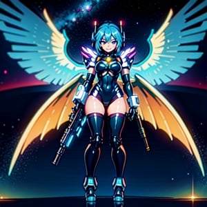 masterpiece,(bestquality),highlydetailed,ultra-detailed,1girl,(mechanicalwings:golden,glowingeyes:blue,goldenrarmor:1.2,elongatedears:0.8),(cyberpunkcity:1.5,weapon:energyblade),(fantasylandscape:1.2,natural lighting:1.5,confidentexpression),(panorama:1.2),mecha, smile,angle,Angels, wings,chrome,raw