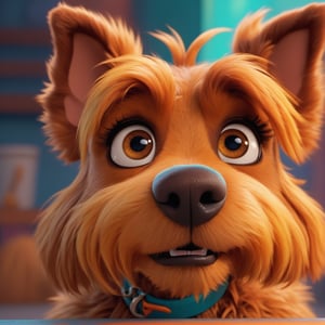 A scruffy, shaggy dog, Scooby Doo, 1girl, cartoon style, warm lighting, vibrant colors, cinematic composition, detailed fur, expressive eyes, cute expression, adventurous, (best quality,4k,8k,highres,masterpiece:1.2),ultra-detailed,(realistic,photorealistic,photo-realistic:1.37)