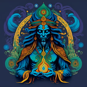 Leonardo Style, illustration,Centred vector art, místic kundalini Energy ,intense dark colors , LSD trip style ,  Centred vector art, 