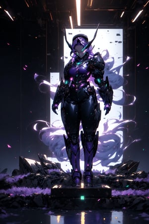 upper body, mecha musume,mechanical parts,super robot joints,headgear,full armor, (Thick Body:1.4), (Long purple Hair:1.4), Green Eyes, HDR (High Dynamic Range), Ray Tracing, NVIDIA RTX, Super-Resolution, Unreal 5, Subsurface Scattering, PBR Texturing, Post-Processing, Anisotropic Filtering, Depth-Of-Field ,Maximum Clarity And Sharpness, Multi-Layered Textures, Albedo And Specular Maps, Surface Shading, Accurate Simulation Of Light-Material Interaction, Octane Render, Two-Tone Lighting, Low ISO, White Balance, Rule Of Thirds, Wide Aperture, 8K RAW, Efficient Sub-Pixel, Sub-Pixel Convolution, (Luminescent Particles:1.4), {{Masterpiece, Best Quality, Extremely Detailed CG, Unity 8k Wallpaper, 3D, Cinematic Lighting, Lens Flare}}, ,dragon ear,r1ge