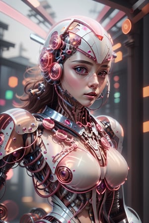 front_view, masterpiece, best quality, photorealistic, raw photo, (1girl, looking at viewer), long white hair, mechanical white armor, intricate armor, delicate blue filigree, intricate filigree, red metalic parts, detailed part, dynamic pose, detailed background, dynamic lighting,Detailedface,Mecha,redneonstyle