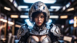 Super Sexy Superheroines, ultra-detailed, 
((High resolution)),((high detailed)), cowboy shot, photorealistic, masterpiece, official art, space battlefield background, blur backgound, raw photo, best quality, 8k resolution, 
sole_female, character focus, 24 years old, black hair, short hair, futuristic military armor, futuristic military armory girl, Sexy futuristic military armor suit, holding futuristic military gun, neon light futuristic military suit, beautiful eyes, (delicate face), perfect detail, perfect feet, sexy legs, medium breast, lots of exposed skin, full body, prepare to combat, ((futuristic full face helmet)), cleavage cutout, torn clothing, torn armor, ripped armor, damaged armor, dirty armor, wounded face, dirty face,
cinematic lighting, dark studio, ((hyper detailed face)),((hyper detailed eyes)),(((exposed thighs))), futuristic military armor, 
,mecha,perfecteyes