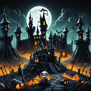 detailed,  Cryptic Day of the Dead Gothic Vampire Abandoned Factory Ghost-shaped Marshmallows Witch Hats Maleficent Smirk Moonlit Castle Grave Digger's Shovel Ghost Tours, 