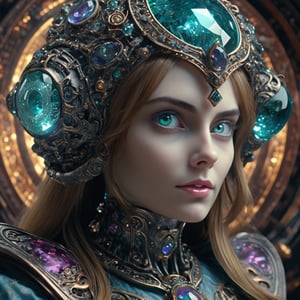 ((best quality)), ((masterpiece)), ((realistic,digital art)), (hyper detailed), Alice made of Space Gleaming Twinkling Alexandrite, Glistering, Ceramic, Tenacity, Bleaching, Hard to Find, Fantasy, Antique, Mystical and Occult,8K, HDR