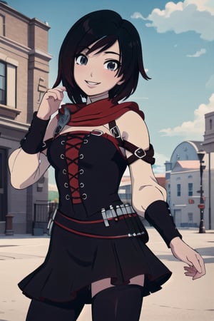 ((masterpiece,best quality)),  absurdres, Ruby_RWBY,solo, smiling, looking at viewer, cowboy shot,