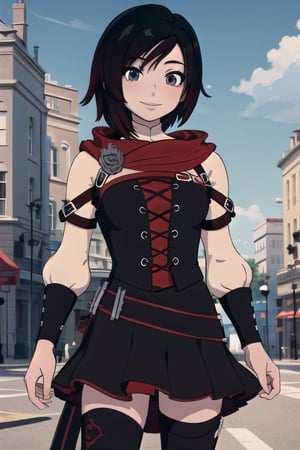 ((masterpiece,best quality)),  absurdres, Ruby_RWBY,solo, smiling, looking at viewer, cowboy shot,