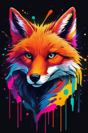 extreme quality, cg, detailed face+eyes, (bright colors), splashes of color background, colors mashing, paint splatter, complimentary colors, electric, neon, magical, (thunder fox`), impatient, (limited palette), synththwave, masterpiece, fine art, tan skin, upperbody,Leonardo Style
