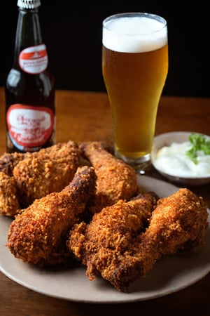 one fried chicken and beer