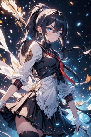 anime style beautiful woman, 1girl, (ponytail), black hair, (long hair), 
(school uniform), (sailor uniform), ((red sailor tie)), (white sailor blouse),
Slender, skinny, (turime), thick eyebrows, 

vibrant colors, sharp focus, best quality, depth of field, cinematic lighting, (illustration, 8k CG, extremely detailed), ultra-detailed, high resolution, firefliesfireflies, perfect light, 
stylish pose, 8k, very clear, highest quality, high resolution. best quality, illustration, sax blue, 1girl, cute, (dynamic lighting:1.2), cinematic lighting, delicate facial features, detailed eyes, sharp pupils, realistic pupils, depth of field, bokeh, sharp focus, (hyper-detailed, bloom, glow:1.4), many small gems,armpit tickle,So_GunDam,Anigame 