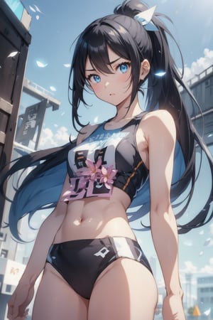 anime style beautiful woman, 1girl, (ponytail), black hair, (long hair), 

Slender, skinny, (turime), thick eyebrows, 

vibrant colors, sharp focus, best quality, depth of field, cinematic lighting, (illustration, 8k CG, extremely detailed), ultra-detailed, high resolution, firefliesfireflies, perfect light, 
stylish pose, 8k, very clear, highest quality, high resolution. best quality, illustration, sax blue, 1girl, cute, (dynamic lighting:1.2), cinematic lighting, delicate facial features, detailed eyes, sharp pupils, realistic pupils, depth of field, bokeh, sharp focus, (hyper-detailed, bloom, glow:1.4), many small gems,girl