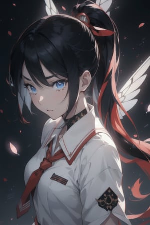 anime style beautiful woman, 1girl, (ponytail), black hair, (long hair), (((sad))), (crying),
Slender, skinny, (turime), thick eyebrows, 
(school uniform), (sailor uniform), ((red sailor tie)), (white sailor blouse), 
 (Taoist theme), ((Gorgeous fantasy masterpiece in dark color tone)), 
vibrant colors, sharp focus, best quality, depth of field, cinematic lighting, (illustration, 8k CG, extremely detailed), ultra-detailed, high resolution, firefliesfireflies, perfect light, 
stylish pose, 8k, very clear, highest quality, high resolution. best quality, illustration, sax blue, (dynamic lighting:1.2), cinematic lighting, delicate facial features, detailed eyes, sharp pupils, realistic pupils, depth of field, bokeh, sharp focus, (hyper-detailed, bloom, glow:1.4), many small gems