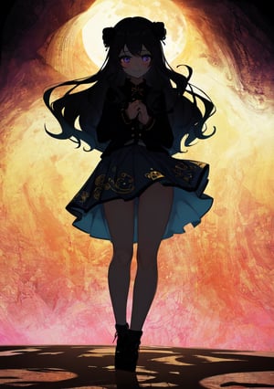 purple_eyes, dark_purple_hair, 1girl, wavy_hair, slim, tiny_girl, small_hands, darken_hair, wind, darken_hair, black_jacket, dark_skirt, star_(symbol), one symbol in the shirt, yellow_star_print_(symbol in the shirt center), happy_face, small_chest,fullmoon white_shirt, one big star_(symbol) blouse, white_shirt ,masterpiece of Digital art, very detailed and coherent, intricate, soft focus, dramatic shadows, basic_background, light_particles, smile,, comprehensive cinematic, magical fotography, (full purple neon lighting), (full yellow neon lighting), moon, PRINT YELLOW (SYMBOL) IN THE CENTER), NO PRINT STAR PURPLE (SYMBOL), print star symbol, ahe_gao, big_thighs, doggy position, pale_skin, 