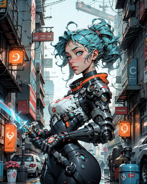 [ grimes in medieval cyberpunk armor ]! holding a [ sword in her hand ]! looking out into the [ futuristic cyberpunk city ]!, digital art! style, trending on [ artstation ]!, 4 k, cgsociety contest winner, award winning, neon! lighting, neon subsurface scattering!!, intricate, detailed, volumetric lighting!, face the viewer,