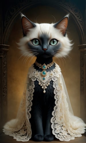 ((Cute, pretty)) detailed  cat, style of Andy Kehoe Anne Bachelier Ray Caesar,trending pixiv fanbox,  stunning, breathtaking beauty, pure perfection, dainty lace patterns, 