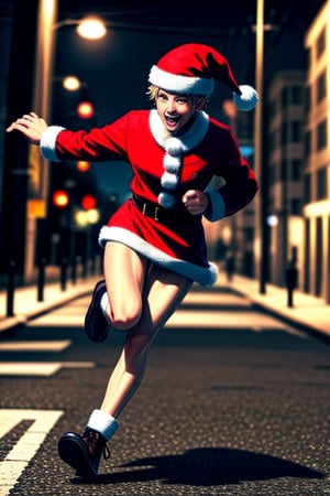 Santa Running, full body shot,,<lora:659111690174031528:1.0>