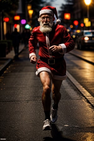 Santa Running, full body shot,Masterpiece,<lora:659111690174031528:1.0>