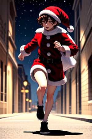 Santa Running, full body shot,,<lora:659111690174031528:1.0>