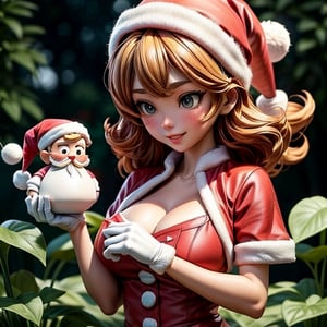 Santa Claus man and woman enjoy gardening.
upper body shot
