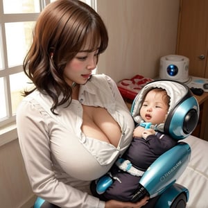 sweet robot that breastfeeding a baby,giga_busty