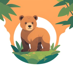 coloredic0n icon, a bear, light_orange_background, in a forest 