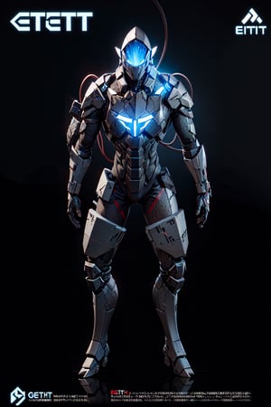 (Geth:1.5), black red and blue armor, battlescarred,realistic,