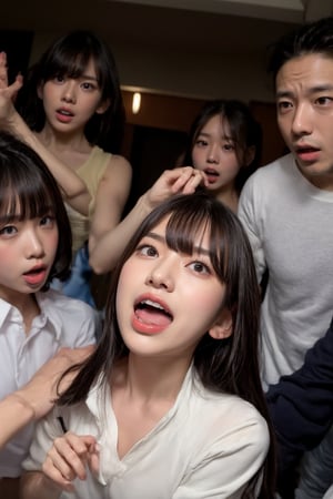 A girl being harassed by delinquents, money stolen, a girl screaming in disgust