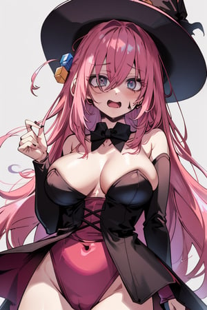 gotou1, gotou hitori, solo, bangs, hair between eyes, pink hair 
(masterpiece, best quality, highres:1.3), ultra resolution image, (1girl), (solo), (mascara, eyelashes), large breast, petite body, niji, Halloween girl, Halloween cosplay, blood on mouth, open mouth,terror, embarassed, bloodborne, viewed_from_behind, from_behind, seen from below,Hair over eyes, castle,gotou1