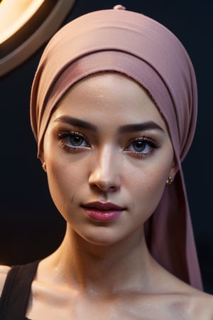 masterpiece,1 girl, (colorful), (finely detailed beautiful eyes and detailed face) ,cinematic lighting, bust shot, sexy pose, extremely detailed CG unity 8k wallpaper, (a Muslim)

