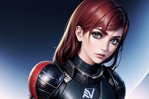 1 girl, Jane, armour, space background, close up