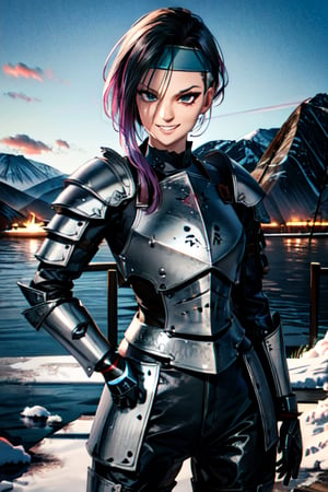 sword, weather, snow, ice, mountain, fury armor, fanastay armor, headband, shiled, sexy, battle, happy, smile, smirk, happy, badass