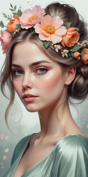 Image of a woman with flowers in her hair, elegant digital painting, beautiful gorgeous digital art, beautiful digital art, exquisite digital illustration, Beautiful digital illustration, detailed beautiful portrait, gorgeous digital art, beautiful portrait image, Beautiful illustrations, digital art portrait, lookover style, in digital illustration style, beautiful fantasy style portrait, beautiful digital artwork