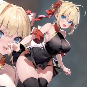 china_background, high_resolution, best quality, extremely detailed, HD, 8K, detalied_face,
figure_sexy, 150 cm, 1 girl, big_breasts, ahegao, blonde_hair, blue eyes, Nero, long_dress/china_dress, bare_shoulders, thigh_gap, over knee stockings,