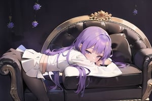 bedroom_background, high_resolution, best quality, extremely detailed, HD, 8K, 
1 girl, solo, figure_sexy, hot, (lavender_hair:1.2), (sleeping:1.2), FECCC, AiKouhaiOutfit,
 kuna2, (lying_on_sofa:1.4), (night:1.4), onepiece, skirt, (from_above:1.2), (closed_eyes:1.2), (upper_body:1.4), (from_side:1.4)