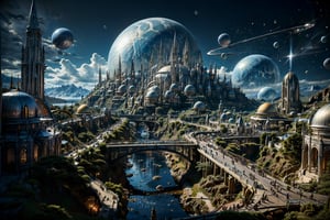 (Mythical:1.5),Space Tourism, Mythic Spaceship, Mythic Space Colony, HDR, Masterpiece, eerie,ethereal, 