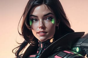 1 woman, close up, smile, cyberpunk