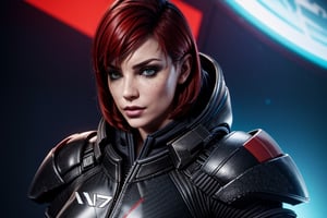 1 girl, sexy, combat armor, sselife, N7, Black hoodie, N7 smirk,Jane,Shepard, space,