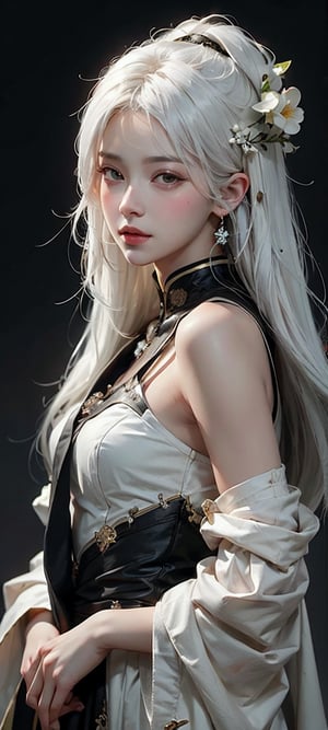 a close up of a woman with white hair and a white mask, beautiful character painting, guweiz, artwork in the style of guweiz, white haired deity, by Yang J, epic exquisite character art, stunning character art, by Fan Qi, by Wuzhun Shifan, guweiz on pixiv artstation