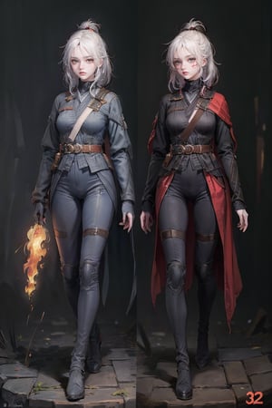 female, ((masterpiece, best quality, ultra detailed, absurdres), girl), (beauty girl), (ultra-high picture quality) ,(ultra realistic,32k, masterpiece:1.2),(high detailed skin:1.1),( high quality:1.1), A cute girl with white hair,  bow , from below,chung, full body, attack, short hair, ninja, gas mask