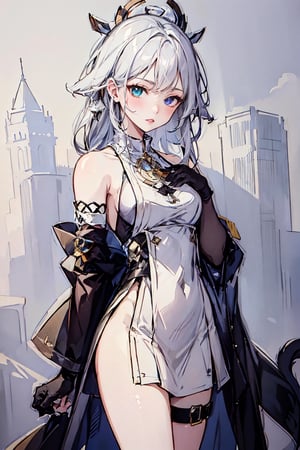 (masterpiece, top quality, best quality, official art, beautiful and aesthetic:1.2), (1girl:1.3), heterochromia, SharpEyess, mismatched gloves, thigh strap, fantasy background, black_cat, ,yaemikodef,(Pencil_Sketch:1.2