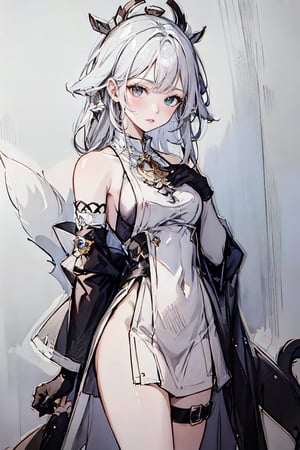 (masterpiece, top quality, best quality, official art, beautiful and aesthetic:1.2), (1girl:1.3), heterochromia, SharpEyess, mismatched gloves, thigh strap, fantasy background, black_cat, ,yaemikodef,(Pencil_Sketch:1.2