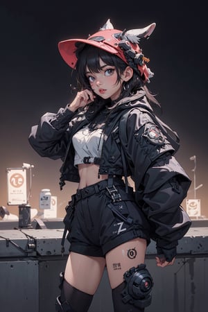 AgoonGirl,High detailed,, (xx)1girl,masterpiece, best quality, 8K,highres, absurdres:1.2,perfecteyes, ptechpunkmask,nijilorawolf, standing on the city
, neon light , witch_hat