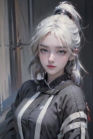 female, ((masterpiece, best quality, ultra detailed, absurdres), girl), (beauty girl), (ultra-high picture quality) ,(ultra realistic,32k, masterpiece:1.2),(high detailed skin:1.1),( high quality:1.1), A cute girl with white hair,  bow , from below,chung