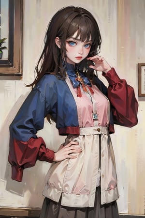 female, ((masterpiece, best quality, ultra detailed, absurdres),
solo,long hair,small breasts,looking at viewer,bangs,blue eyes,vnaodai, 1girl, (sexy, beautiful woman, perfect face, perfect eyes, perfect female body, medium breasts),vnaodai, long sleeves, skirt