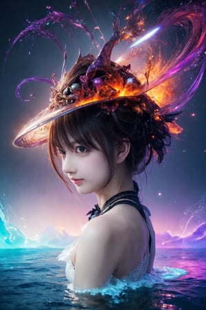 (masterpiece,  top quality,  best quality,  official art,  beautiful and aesthetic:1.2),  (1girl),  extreme detailed,  (abstract,  fractal art:1.1),  colorful hair,  highest detailed,  detailed_eyes,  fire,  water,  ice,  lightning,  light_particles,  ghost, 
