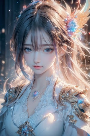 (masterpiece,  top quality,  best quality,  official art,  beautiful and aesthetic:1.2),  (1girl),  extreme detailed, (abstract,  fractal art:1.3), colorful hair, highest detailed,  detailed_eyes,  fire,  water,  ice,  lightning,  light_particles,  ghost
