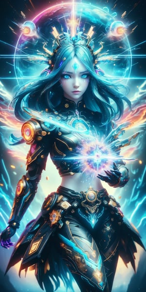 A beautiful girl, high details eyes, fair skin,  (masterpiece, top quality, best quality, official art, beautiful and aesthetic:1.2), extreme detailed, abstract, fractal art,colorful hair,highest detailed, detailed_eyes, fire, water, ice, lightning, waist, long legs, light_particles, glitter,Strong Backlit Particles,1girl,Holy light,C7b3rp0nkStyle